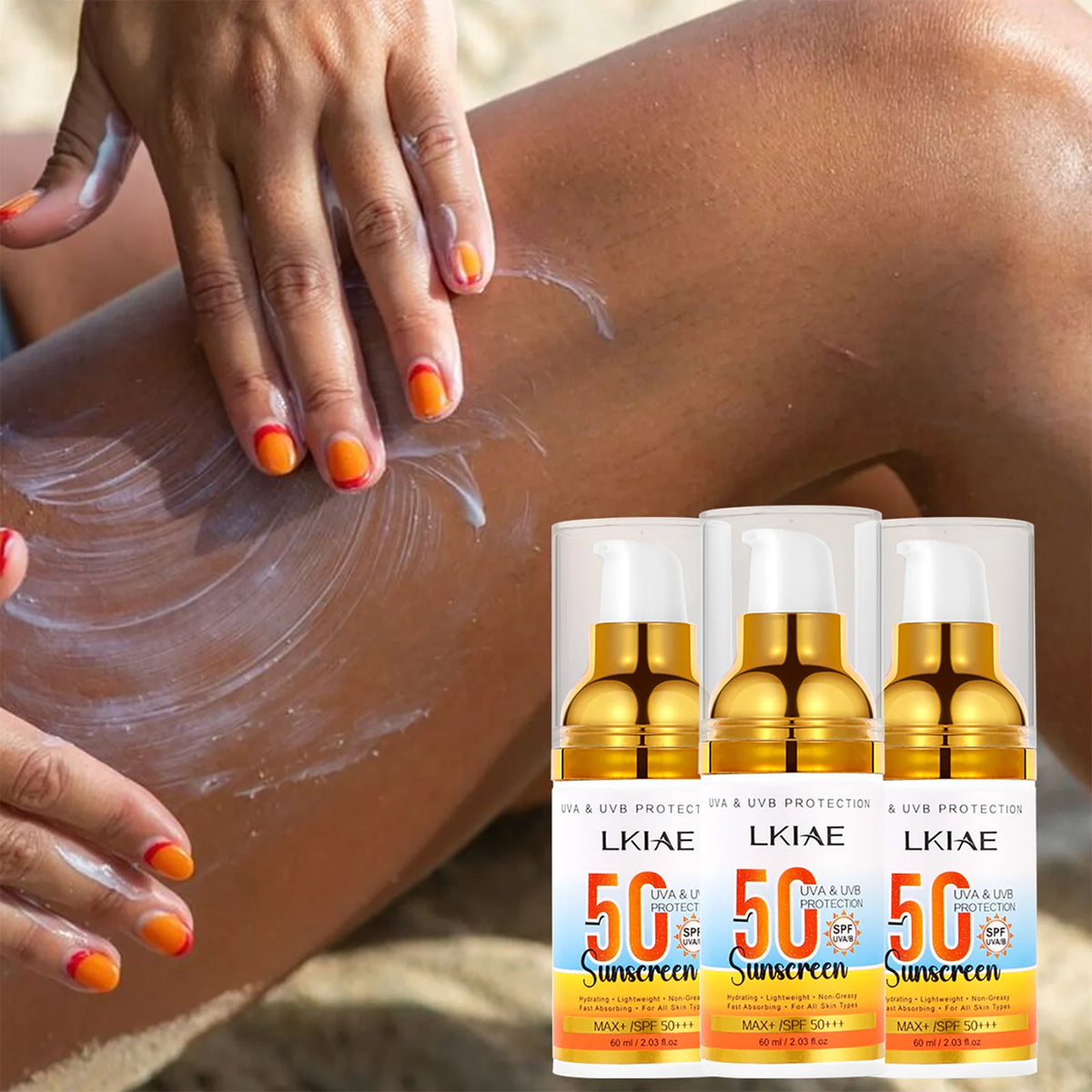 LKIAE Spf 50+ Sunscreen, UVA, UVB Protection, Prevent Sunburn, Skin Darkening, Pigmentation, Anti-Wrinkles, With Aloe Vera