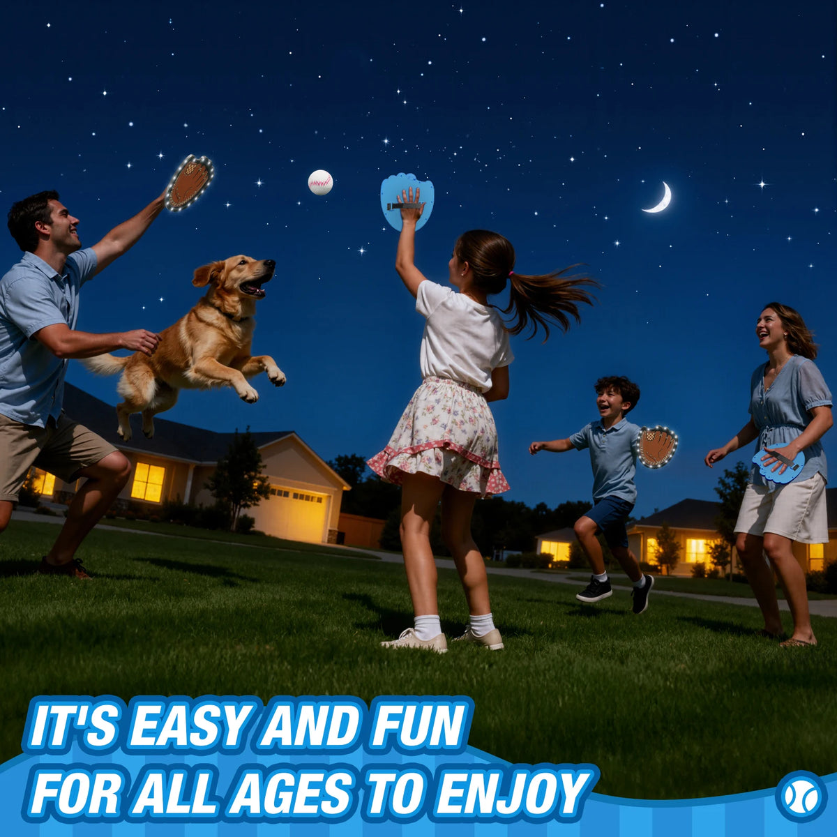 Light Up Toss and Catch Ball Set for Kids 3~12, Child Baseball Toys Glow in the Dark T Ball Set, Outdoor Beach Camping Games for Family, Birthday Gifts for Boys Girls, 4 Pads & 6 Balls