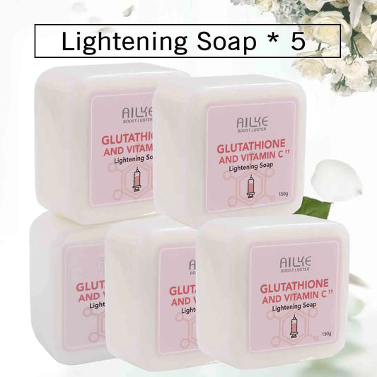 AILKE Glutathione and Vitamin C Lightening Soap Bar, Reduce Dark Spots, Nourish, Hydrate, Glowing Soap For All Skin Types, 150g