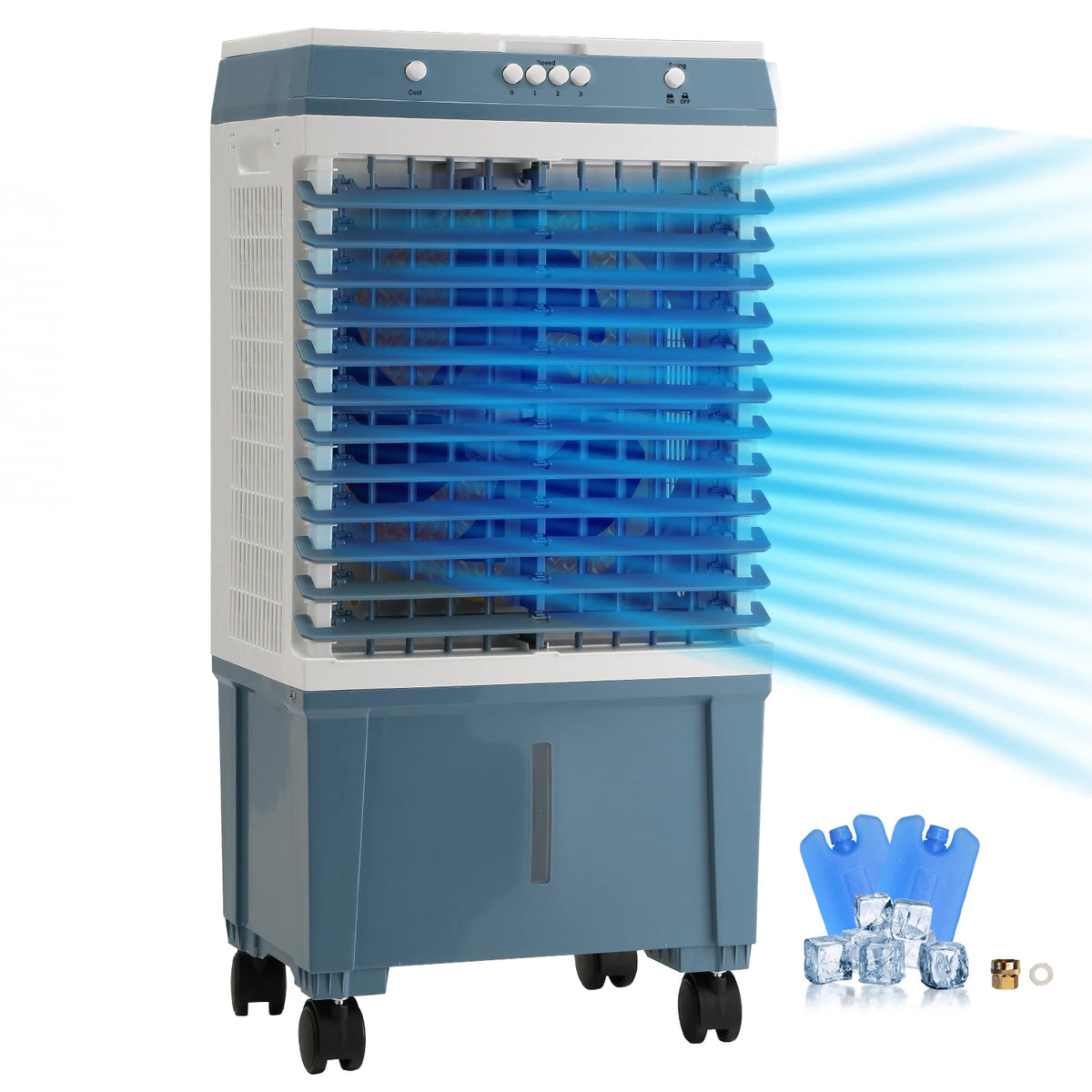 SucceBuy Evaporative Air Cooler Oscillating Swamp Cooler with Adjustable 3 Speeds and 12 H Timer Portable for Indoor Outdoor Use
