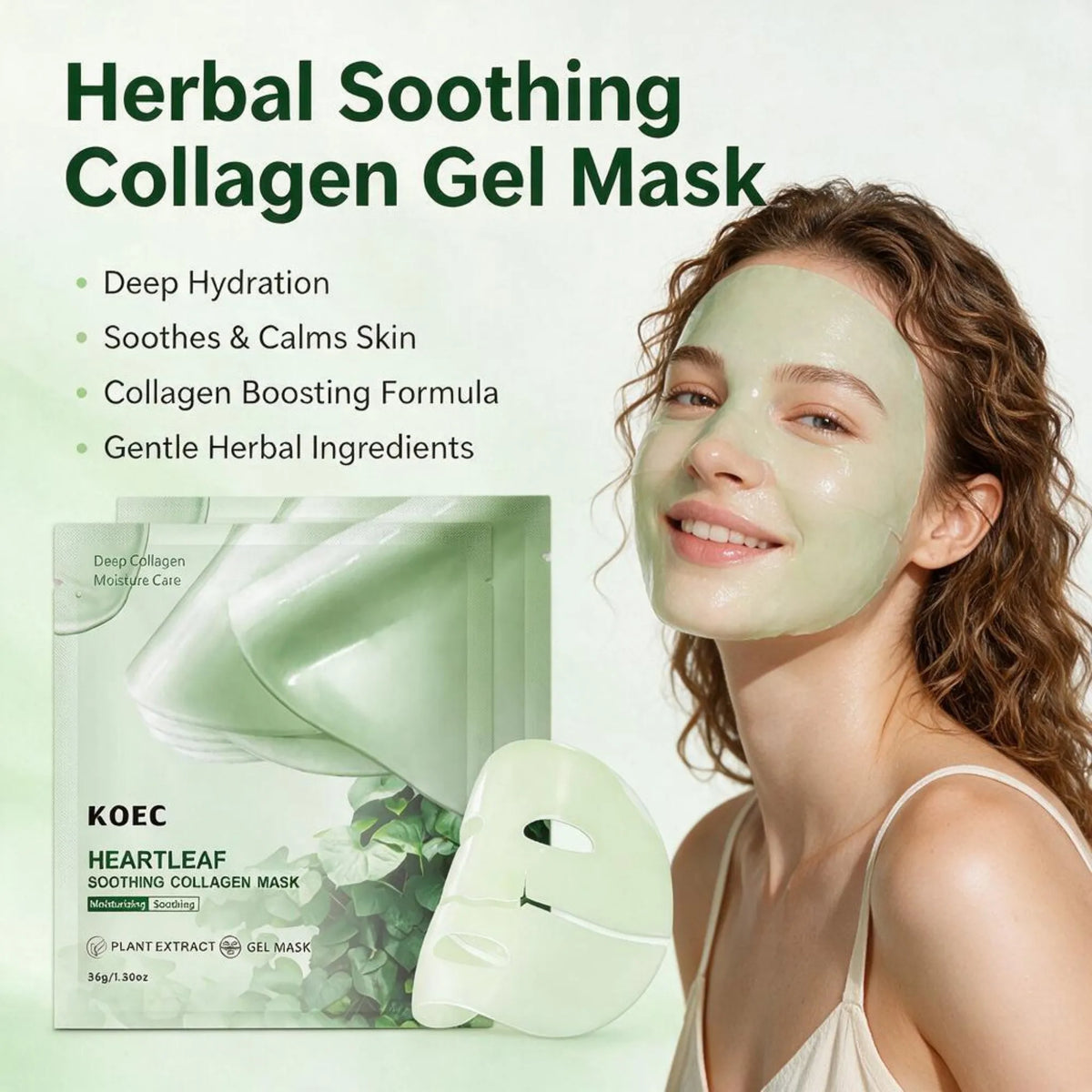 2026 New Heartleaf Collagen Jelly Gel Mask, Cooling Refreshing Facial Mask with Hyaluronic Acid, Hydrating Vegan‑Friendly Skin Care Mask, Thoughtful Holiday Skincare Gift for Halloween Thanksgiving Christmas
