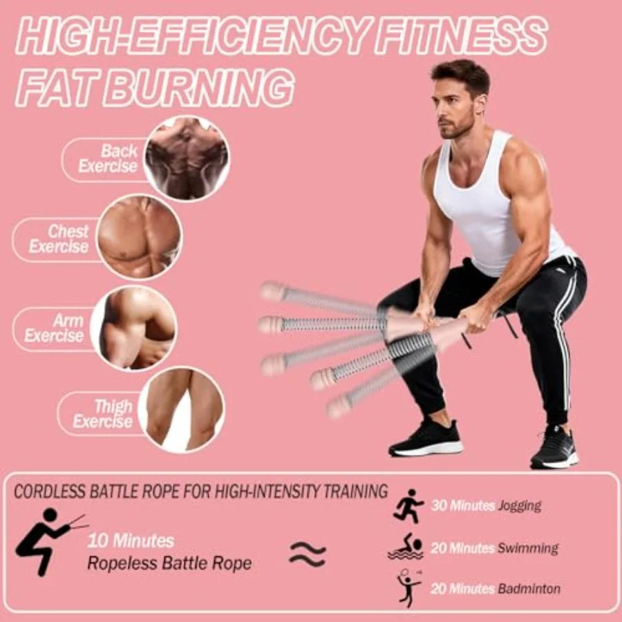 Upgrade Portable Ropel Battle Ropes - Adjustable Weights Cordl Battle Ropes for Home Gym with Training Poster - Battle Rope Sti