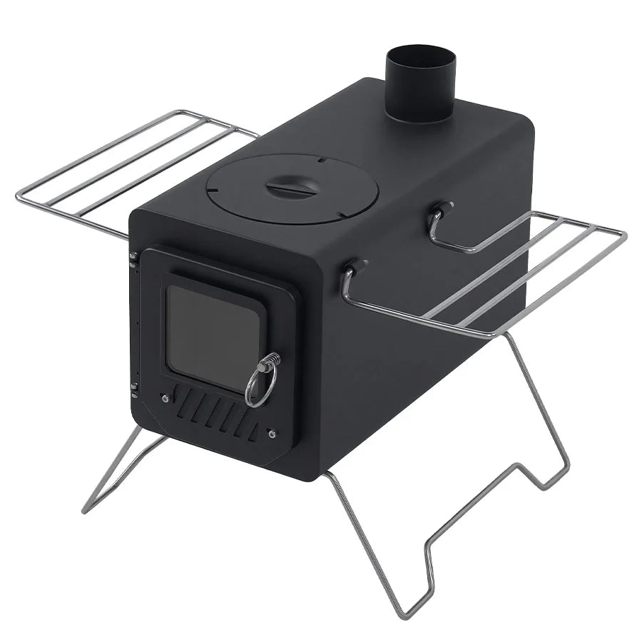 Soomloom Black Firewood Stove PROTO, Firewood & Pellets Dual-purpose Stove with Side Shelf, Outdoor Camping Heating BBQ Campfire