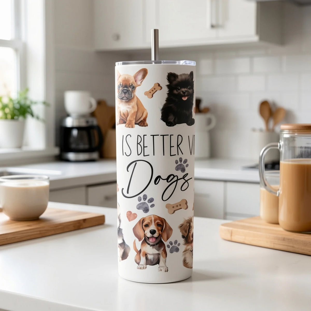 1pc/20oz/590ml/Funny Pets Dog Tumbler,Travel Mug Gift for Dog Lover, Father's Day Birthday Gift for Dad Mom Friend Sister,Dog Owner Gifts, Dog Gifts for Women, Dog Themed Gifts,Insulated Travel Coffee Mug,Birthday Gift Christ