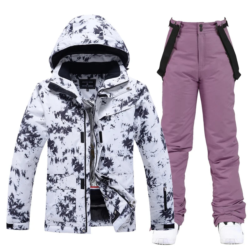Fashion, Women's, Waterproof Snow Suit Sets, Snowboarding Clothing, Ski Costumes, Winter Wear, Jacket, Strap Pant, Girl's