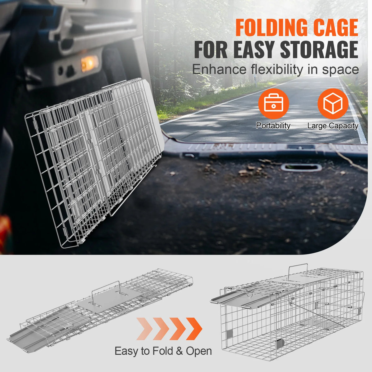 SucceBuy Humane Folding Live Trap Cage for Cats and Rodents