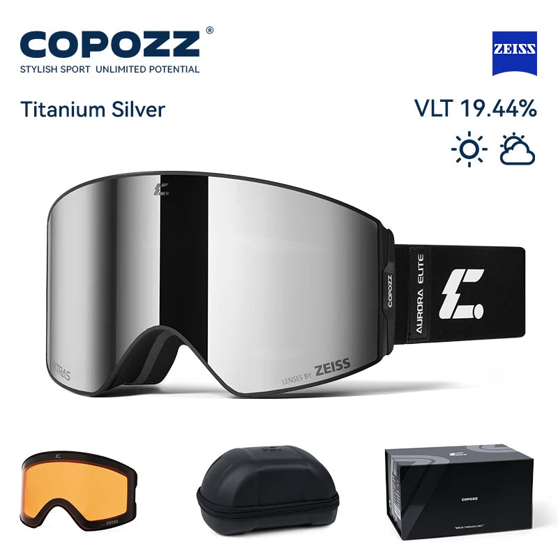COPOZZ 2026 New ZEISS Lens Professional Ski Goggles Upgraded Magnetic Quick-Change Double Layers Anti-fog UV400 Snow Glasses