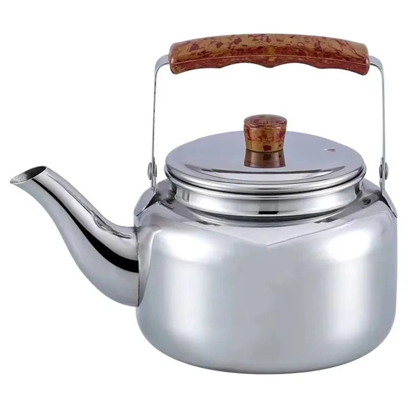 1Pc Compact Stainless Steel Kettle Coffee Pot Simple Teapot Shape No Electricity Needed Portable for Indoor Outdoor Camping Kitchen Office Use