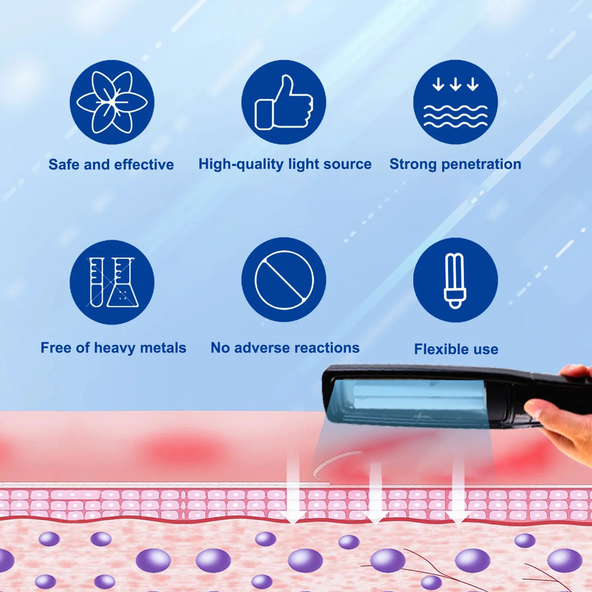 311nm Ultraviolet Phototherapy Instrument Use UVB Lamp UV for Vitiligo Psoriasis White Spots Skin Disease