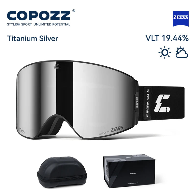 COPOZZ 2026 New ZEISS Lens Professional Ski Goggles Upgraded Magnetic Quick-Change Double Layers Anti-fog UV400 Snow Glasses