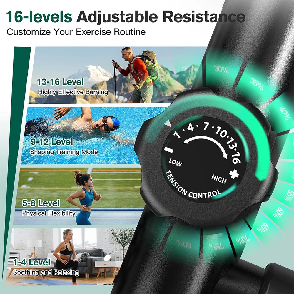 Pooboo Elliptical Machine, Elliptical Exercise Machine with 16-Level Resistance&Quiet Magnetic Driving System,15-17IN Stride,350LB Capacity