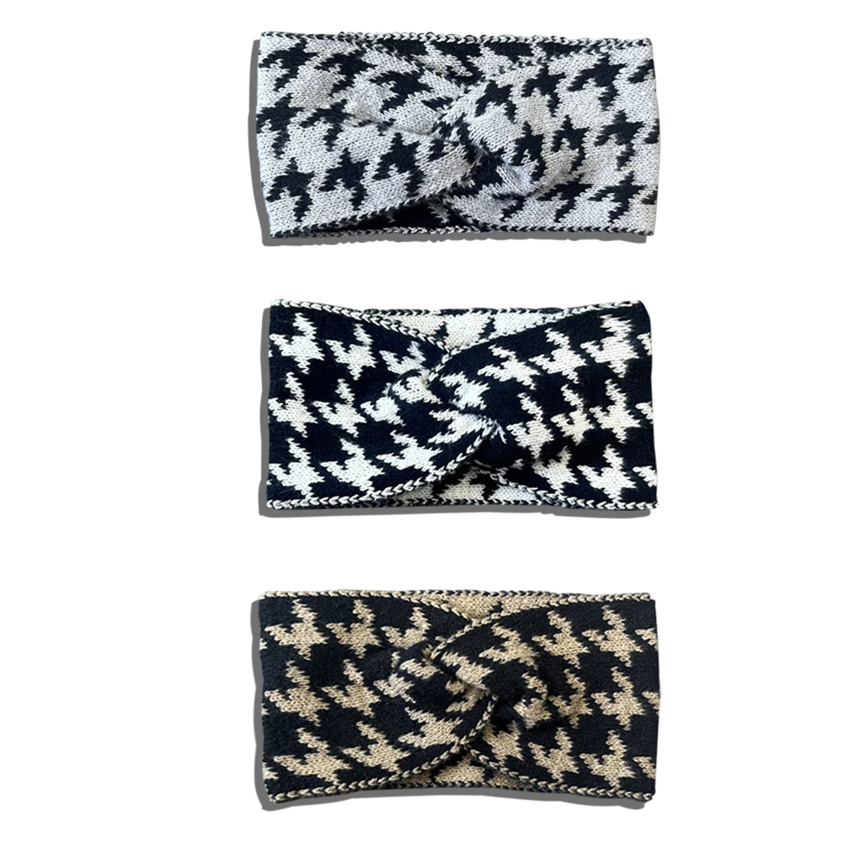5PCS/3PCS Set Knitted Thousand Bird Fashion Women's Headbands Retro Warm High Elasticity Hairband Hair Accessoires
