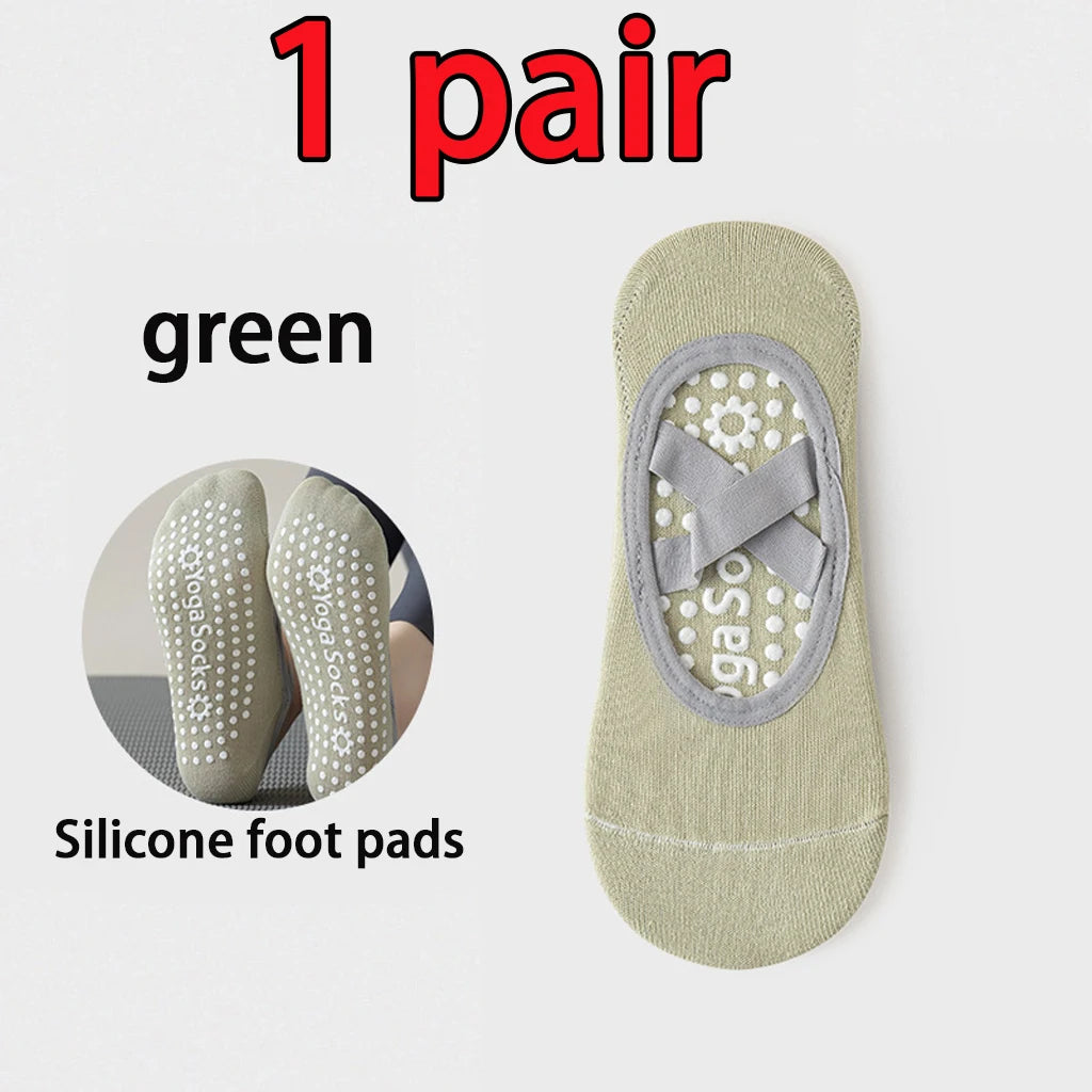 6 Pairs Women Yoga Socks Non Slip Grip Pilates Socks Cross Strap Low Cut Socks For Ballet Barre Dance Workout Fitness