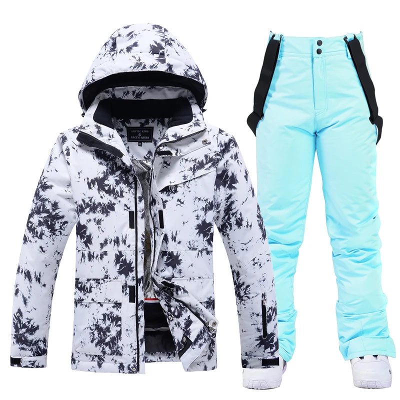Fashion, Women's, Waterproof Snow Suit Sets, Snowboarding Clothing, Ski Costumes, Winter Wear, Jacket, Strap Pant, Girl's