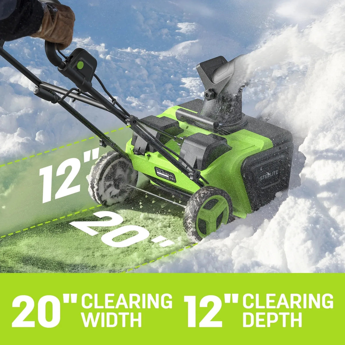 Deli 2x21V Cordless Snow Blower 20 Inch Brushless Snow Thrower with 2 Batteries and Charger for Lawn Patio