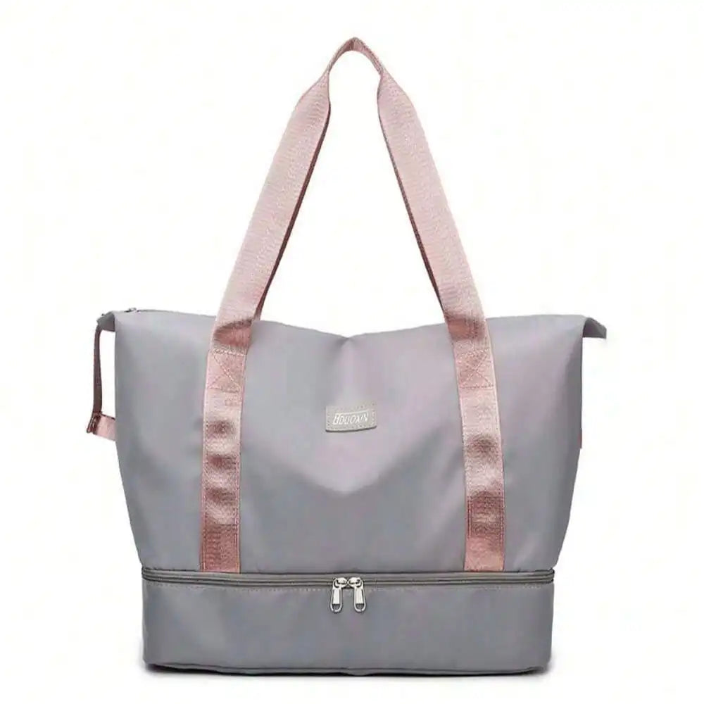 Large Capacity Travel Tote Bag with Shoe Compartment, Expandable Weekender Overnight Bag, Portable Handbag for Gym Beach Airplane Carry On