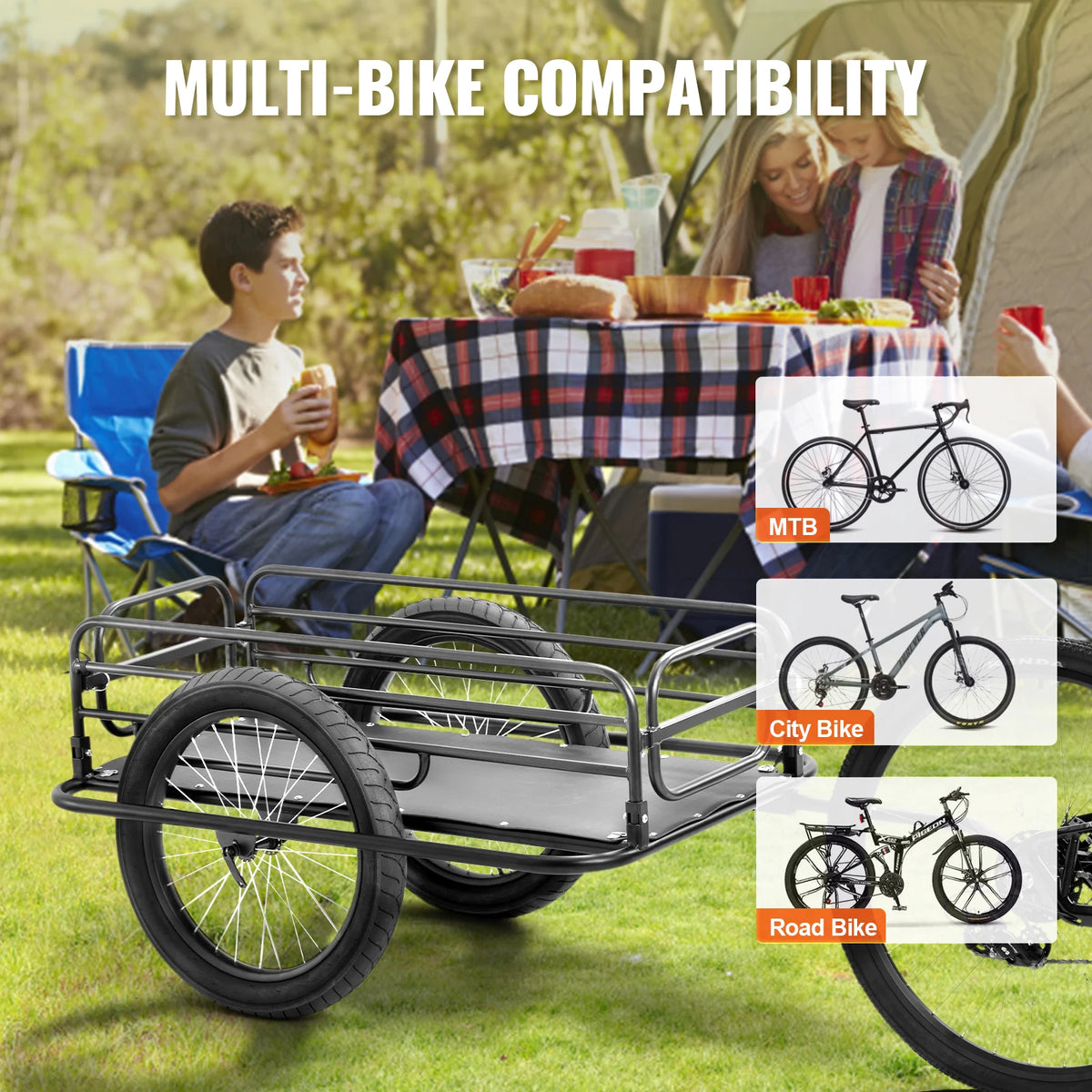 SucceBuy 275 lbs Bike Cargo Trailer Bicycle Wagon Cart Foldable Compact Storage with Universal Hitch 20" Wheels fits Most Bike