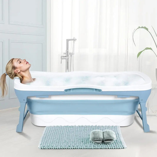Portable Folding Adult Bathtub With Lid Insulated Ergonomic Soaking Tub