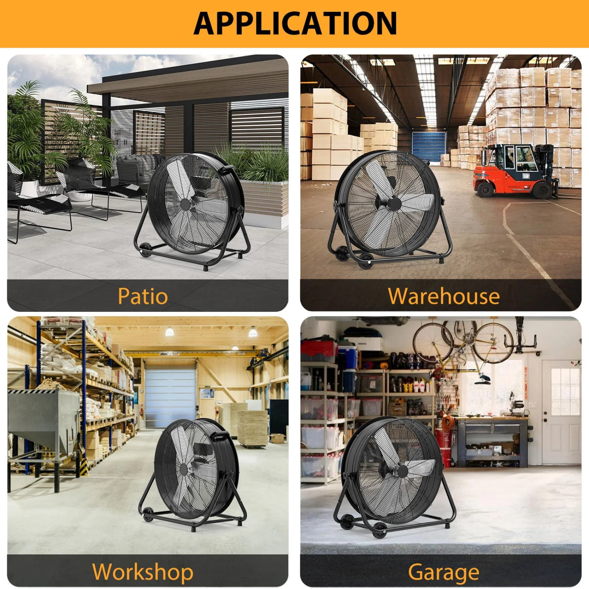 Acekool Industrial Drum Fan High Speed Air Circulator With Casters