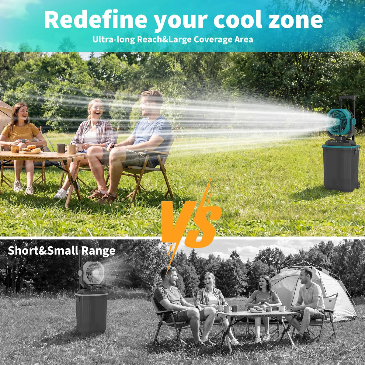 HiMISS Portable Rechargeable Misting Bucket Fan With Remote And Wheels