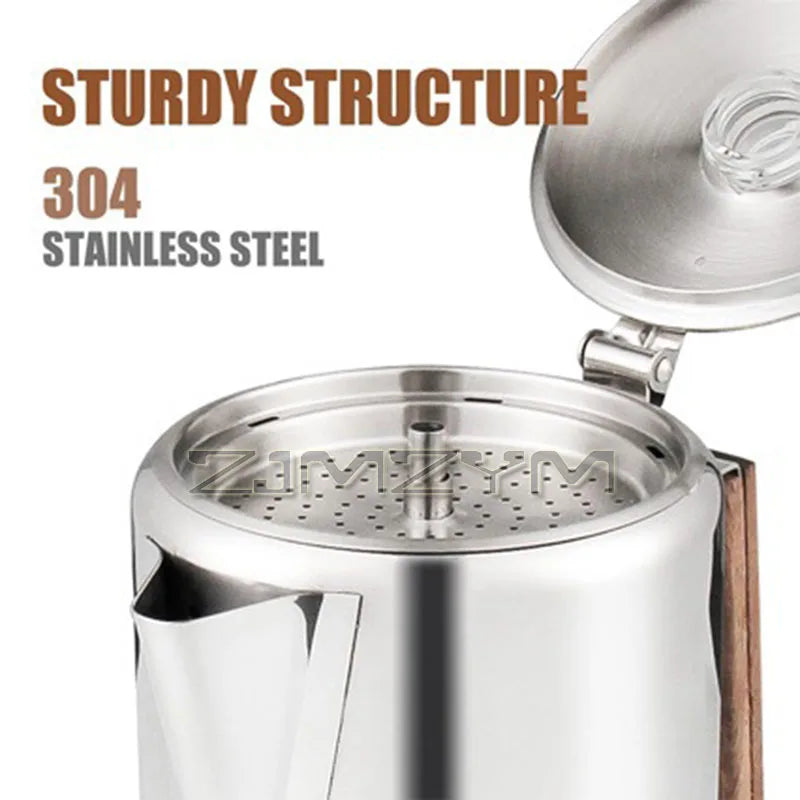 9 Cup Coffee Percolators 1500ml Stainless Steel Coffee Maker Portable Camping Home Stovetop Coffee Pot With Comfort Grip