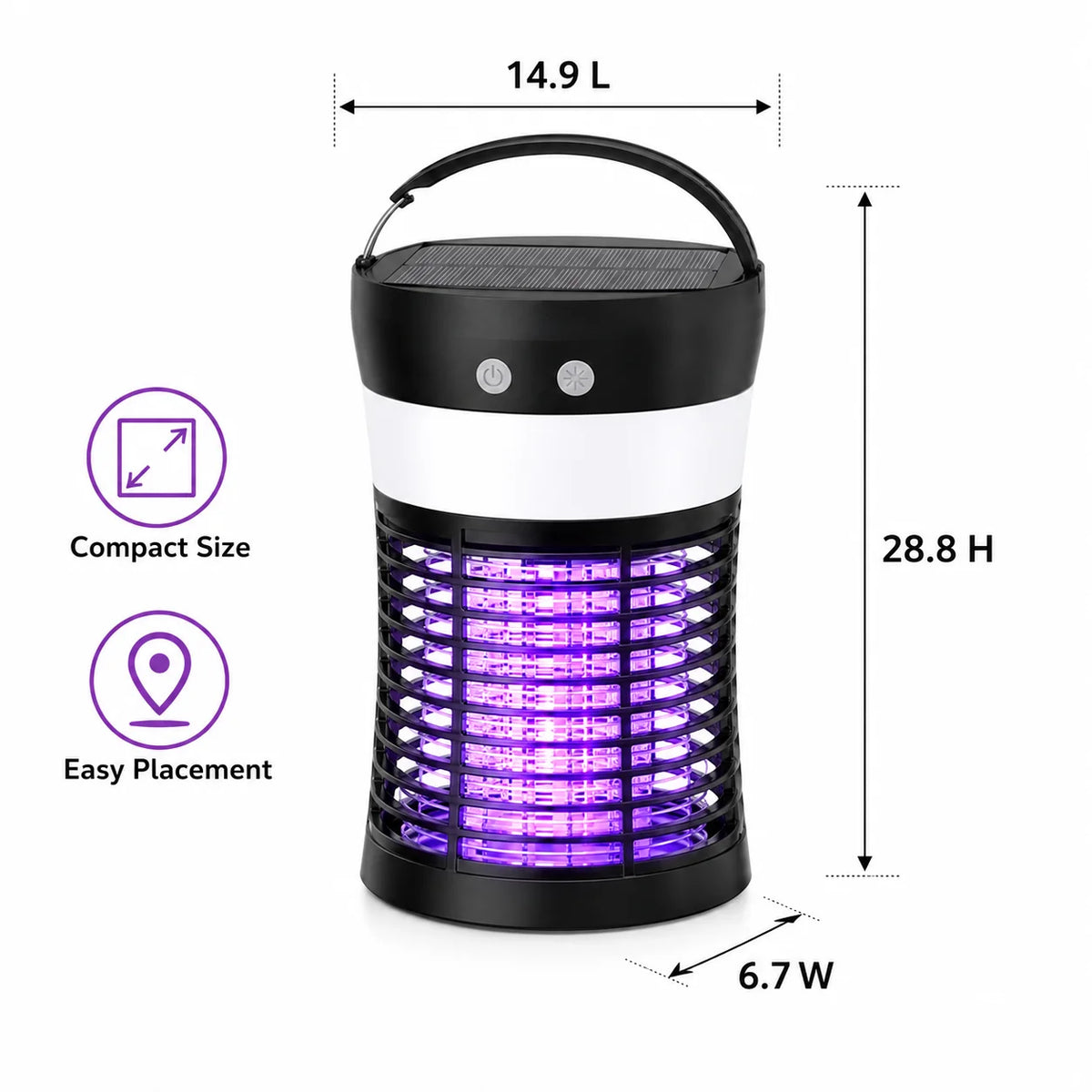 3000V Solar Mosquito Killer with 360° UV & 10H Runtime – USB-C Charging, 3 Lighting Modes, Safe for Kids/Pets, Ideal for Patio, Camping, Garden