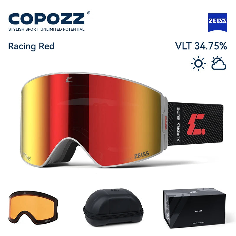 COPOZZ 2026 New ZEISS Lens Professional Ski Goggles Upgraded Magnetic Quick-Change Double Layers Anti-fog UV400 Snow Glasses