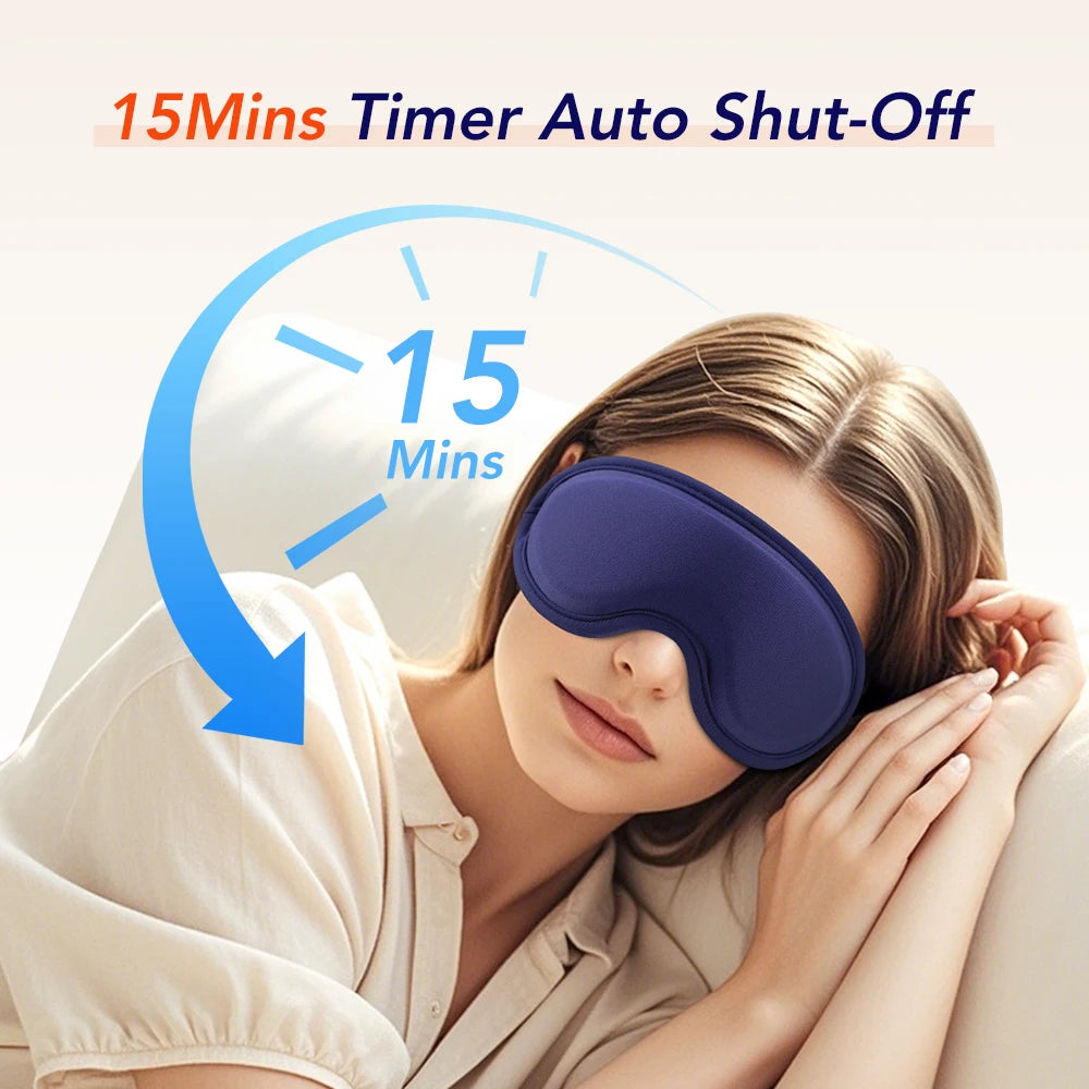 Heated Eye Massager Mask, 5 Temperature Settings 6 Vibration Intensities, 3D Shaped Relaxation Sleep Mask with Smart Timer