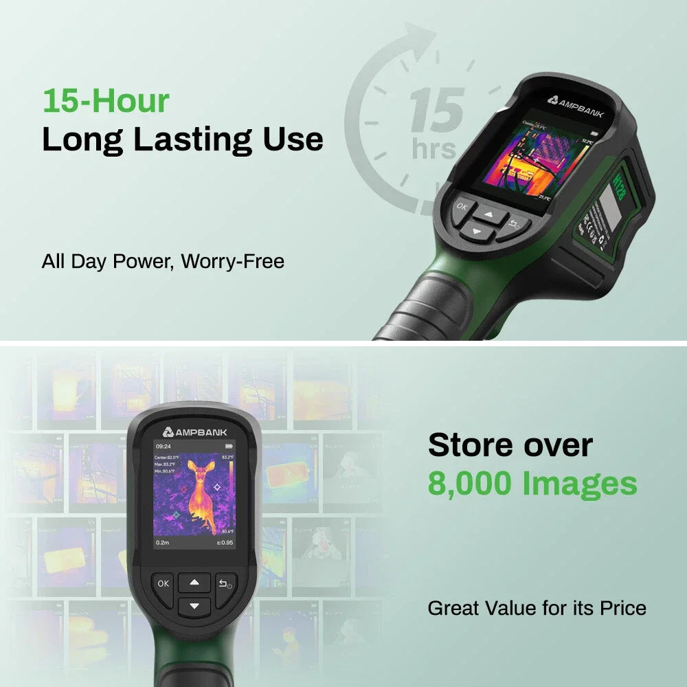 AMPBANK H128 Thermal Imaging Camera Handheld Thermal Camera 240 X 240 TISR Resolution 25 Hz Infrared IP54 Waterproof -4~842℉ Temp Range for Electrical Test HVAC Repair