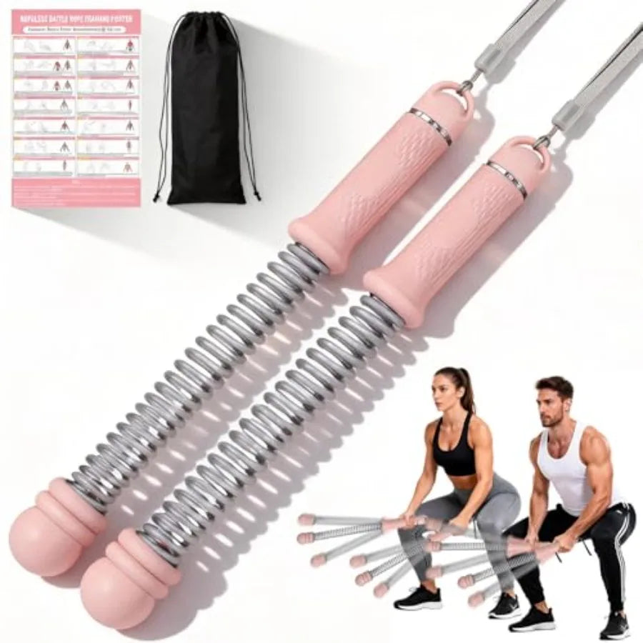 Upgrade Portable Ropel Battle Ropes - Adjustable Weights Cordl Battle Ropes for Home Gym with Training Poster - Battle Rope Sti