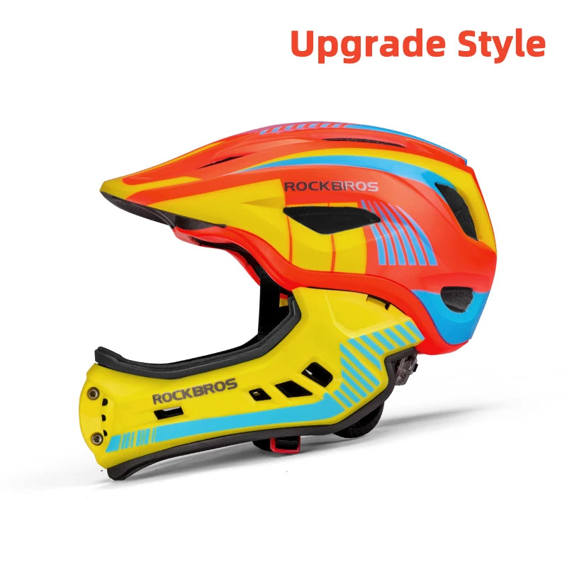 ROCKBROS Child Cycling Helmet Impact Resistant Cross Helmet Detachable Full Face Helmet Safety Protection Bicycle Scooter Helmet