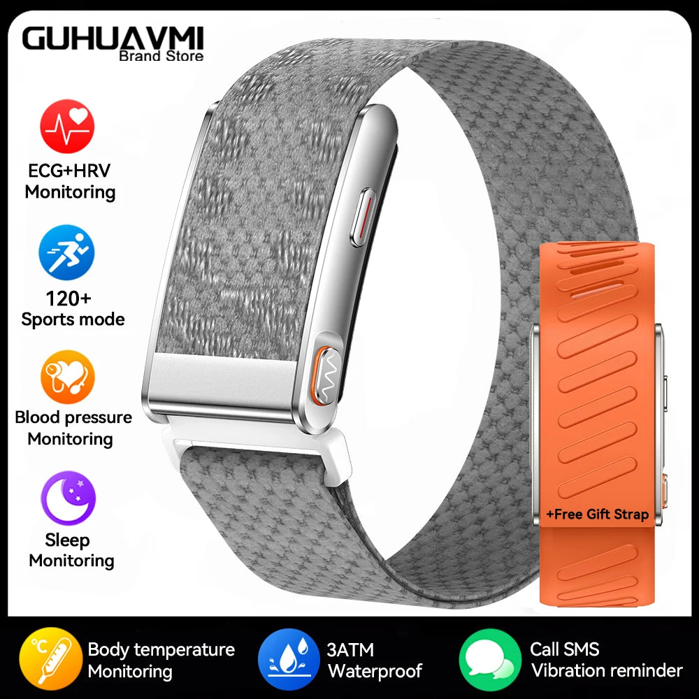 2026 New Screenless ECG+PPG Health Smart Bracelets 24/7 Heart Rate SpO2 Blood Pressure Body Fat 3ATM Fitness Tracker Smart Band