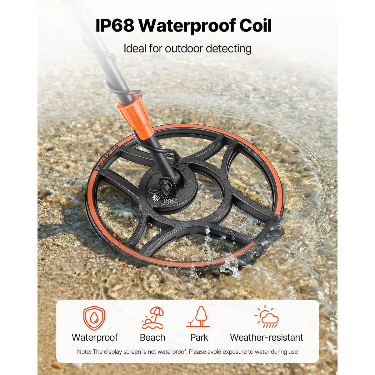 SucceBuy Waterproof Metal Detector 12” Accuracy Gold Detector Adults Display Wireless Headphones 7 Modes IP68 Treasure Hunting
