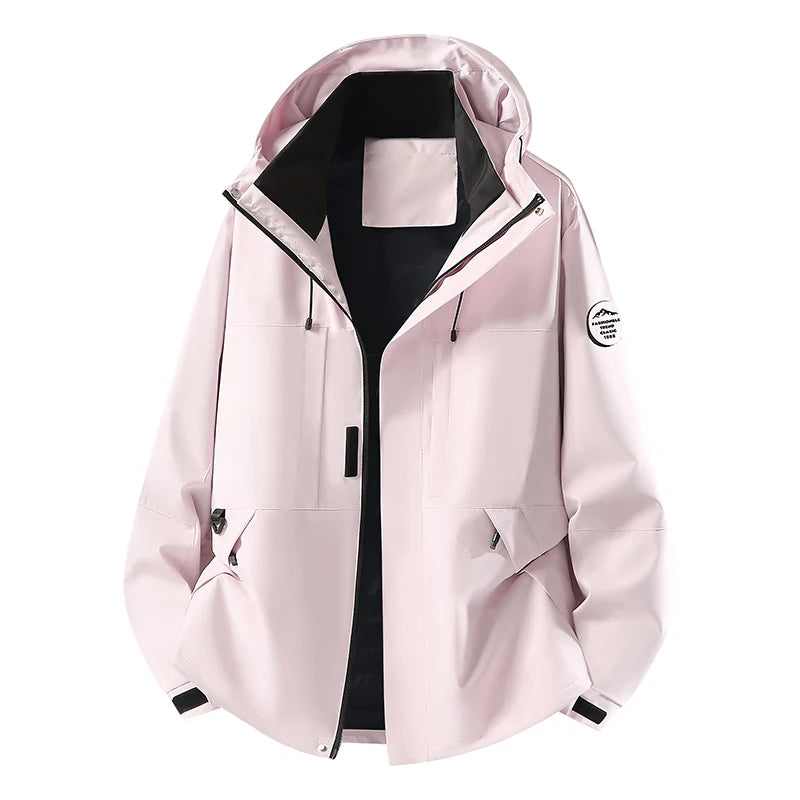 Unisex Waterproof Windbreaker Jacket Detachable Armband Hooded Outdoor Coat For Hiking Camping