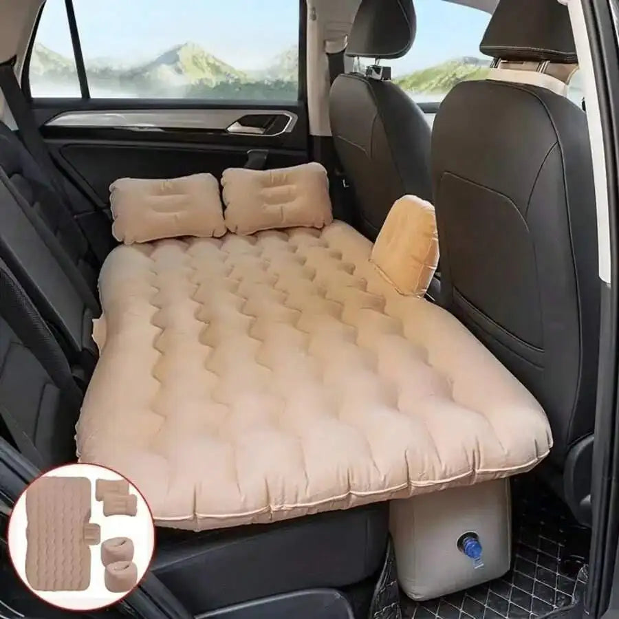 Portable PVC Flocked Inflatable Car Bed, Rectangular Air Mattress For SUV Travel Camping With Storage Bag And Repair Kit, Ideal
