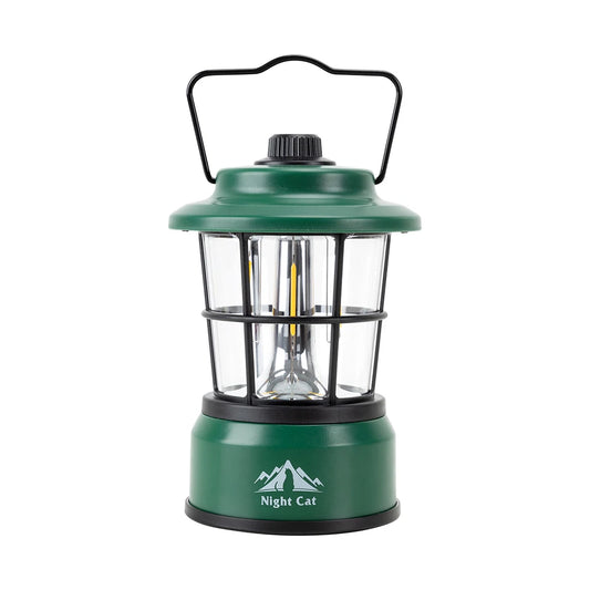 Night Cat LED Camping Lantern 360° Panoramic Light | Warm & Cool White Modes Portable Tent Lamp for Hiking Fishing Emergency