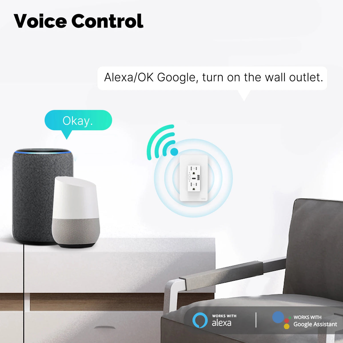 MOES Tuya WiFi Smart Wall Outlet With USB Type-C Port