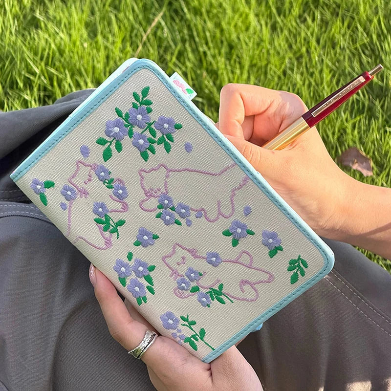 Kinbor Original A6 Light-sensitive Color Changing Undated Planner, Cat Sunbathing Design, Healing Journal, Girls Stationery Gift
