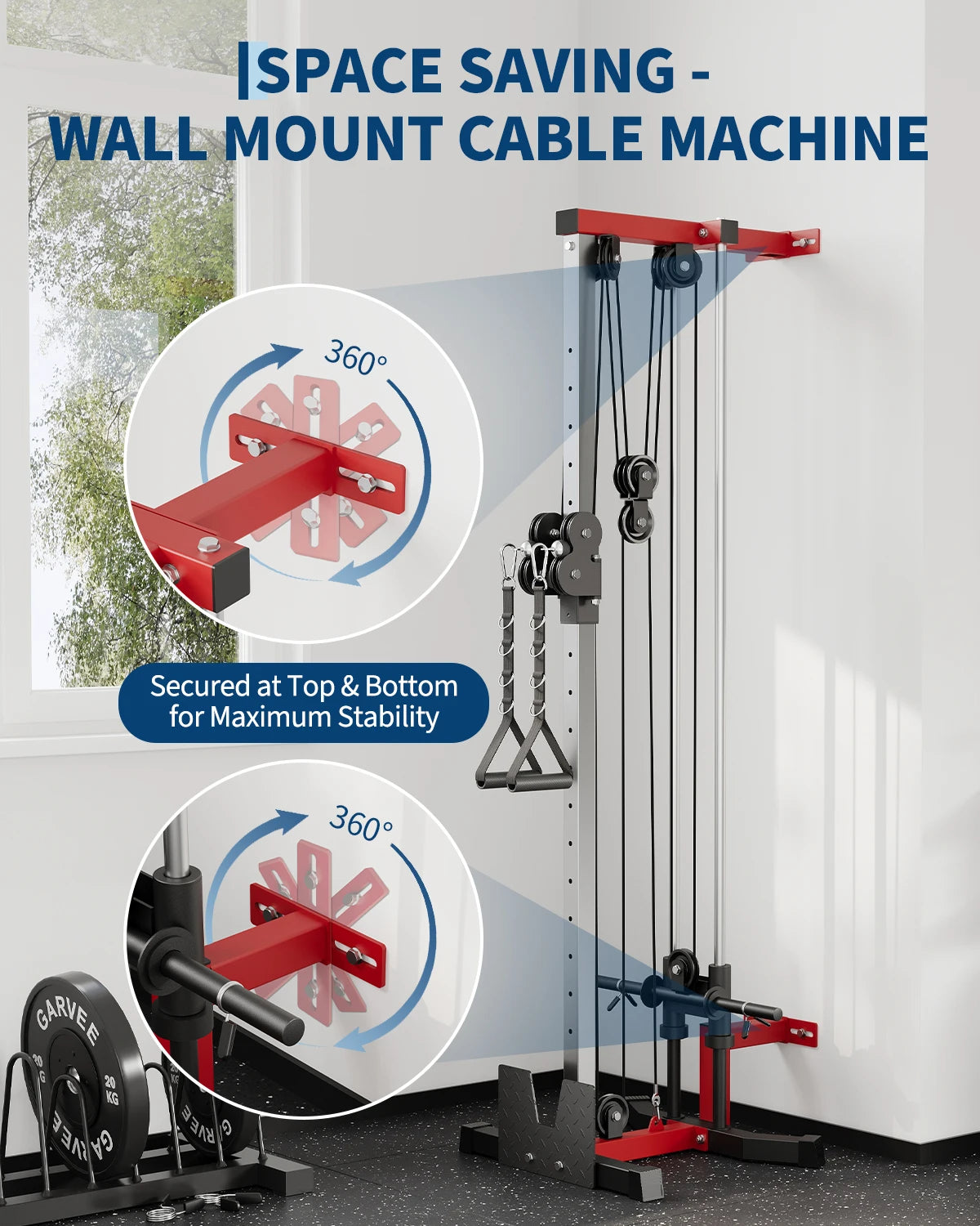 Wall Mounted Dual Pulley Cable Machine for Strength Training