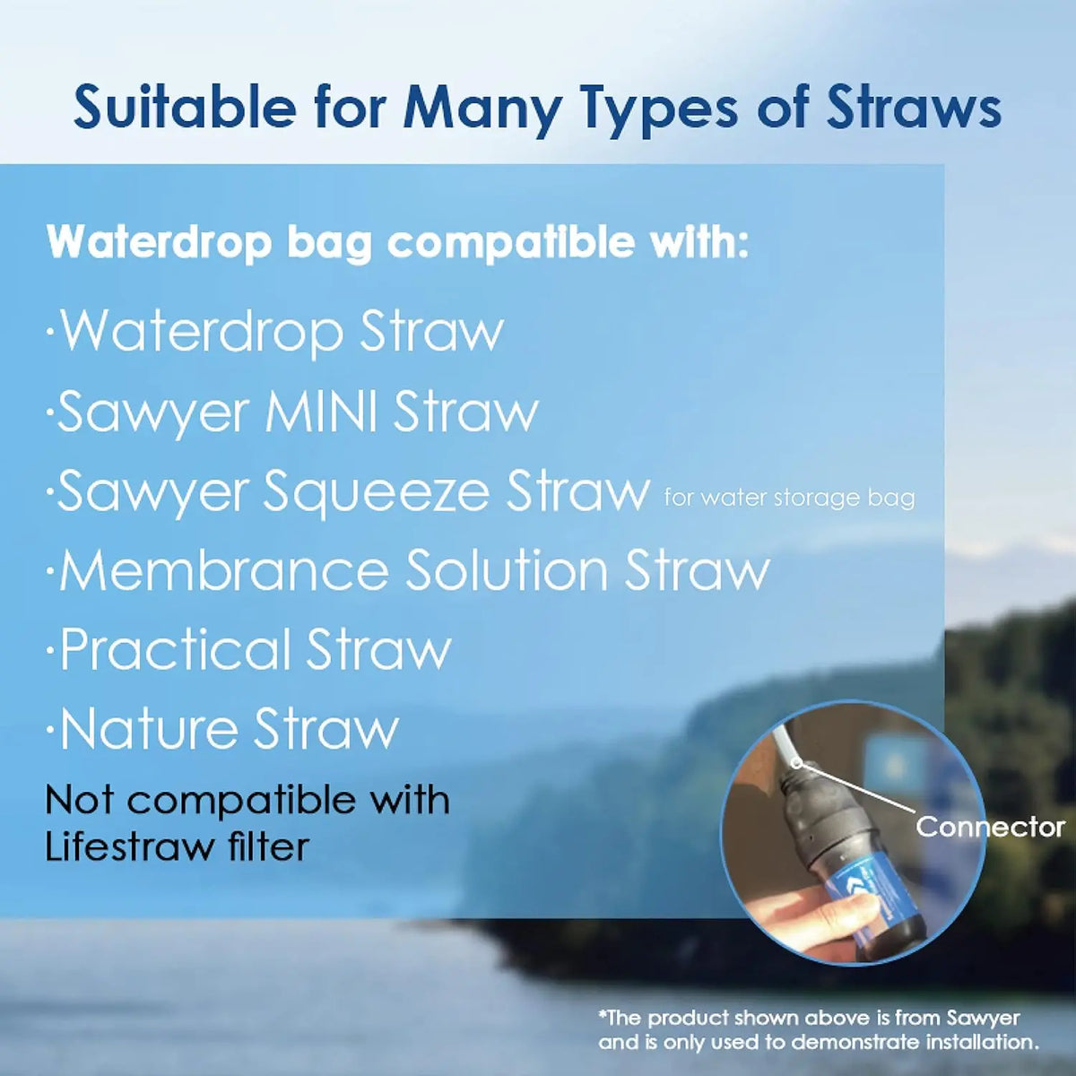 Waterdrop Gravity Water Bag, Compatible with Water Filter Straw | for Camping, Travel, Backpacking, Hiking and Emergency, Flex Foldable, 1.5 Gallon, with Outlet Tube