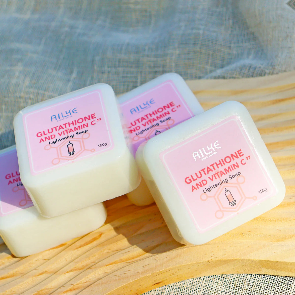 AILKE Glutathione and Vitamin C Lightening Soap Bar, Reduce Dark Spots, Nourish, Hydrate, Glowing Soap For All Skin Types, 150g