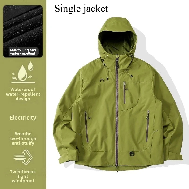 Empty Mountain Rain Hard Shell Windproof and Waterproof Functional Outdoor Three-in-One Hooded Mountaineering Jacket Men Women