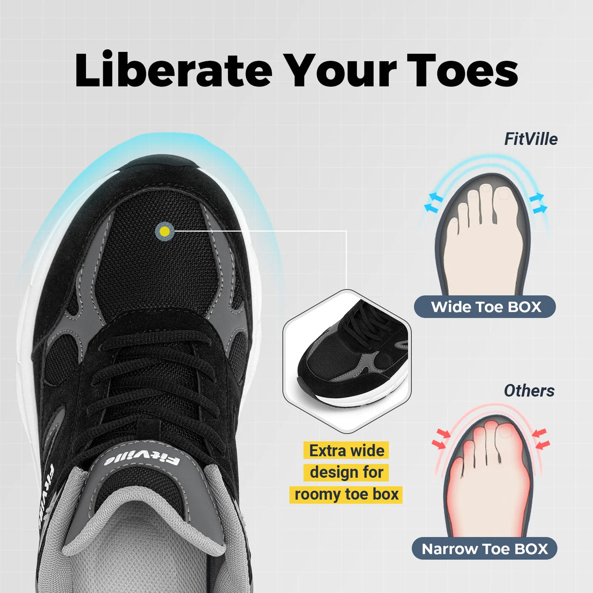 FitVille Mens Walking Shoes With Arch Support For Plantar Fasciitis