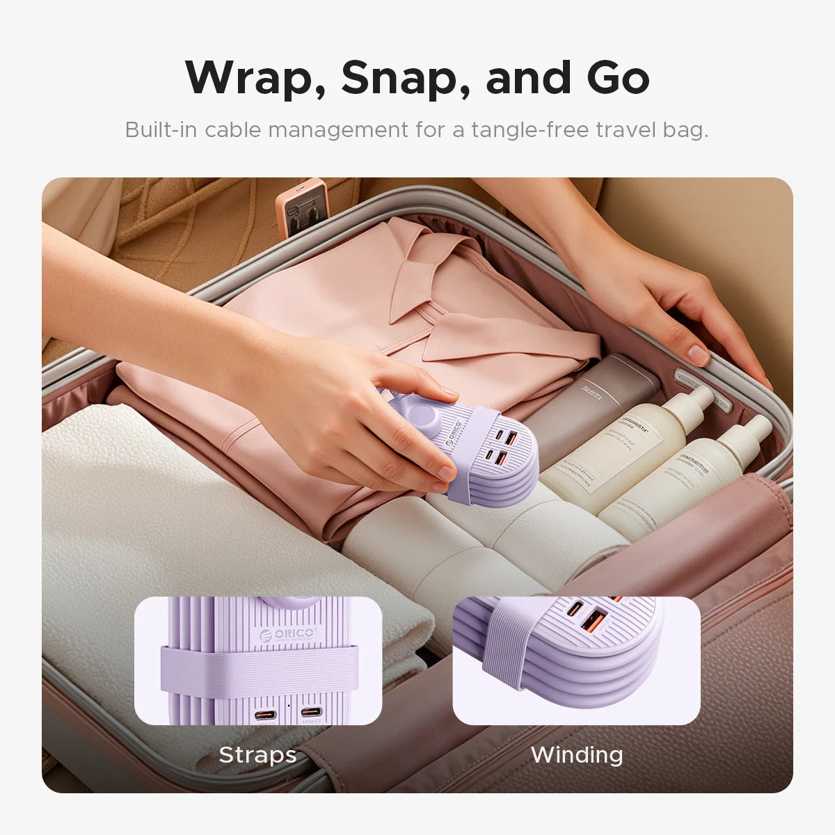 Orico 65W GaN Travel Power Strip With USB C Ports