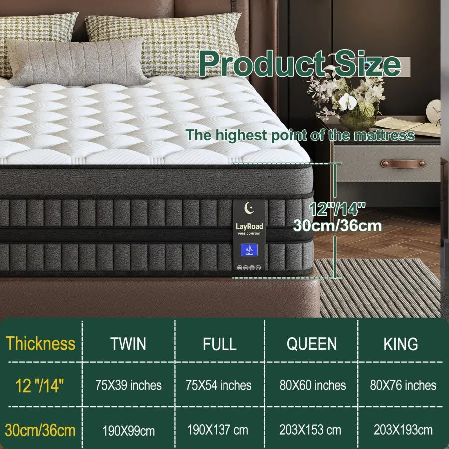 LAYROAD Hybrid Mattress With Gel Memory Foam And Pocket Springs