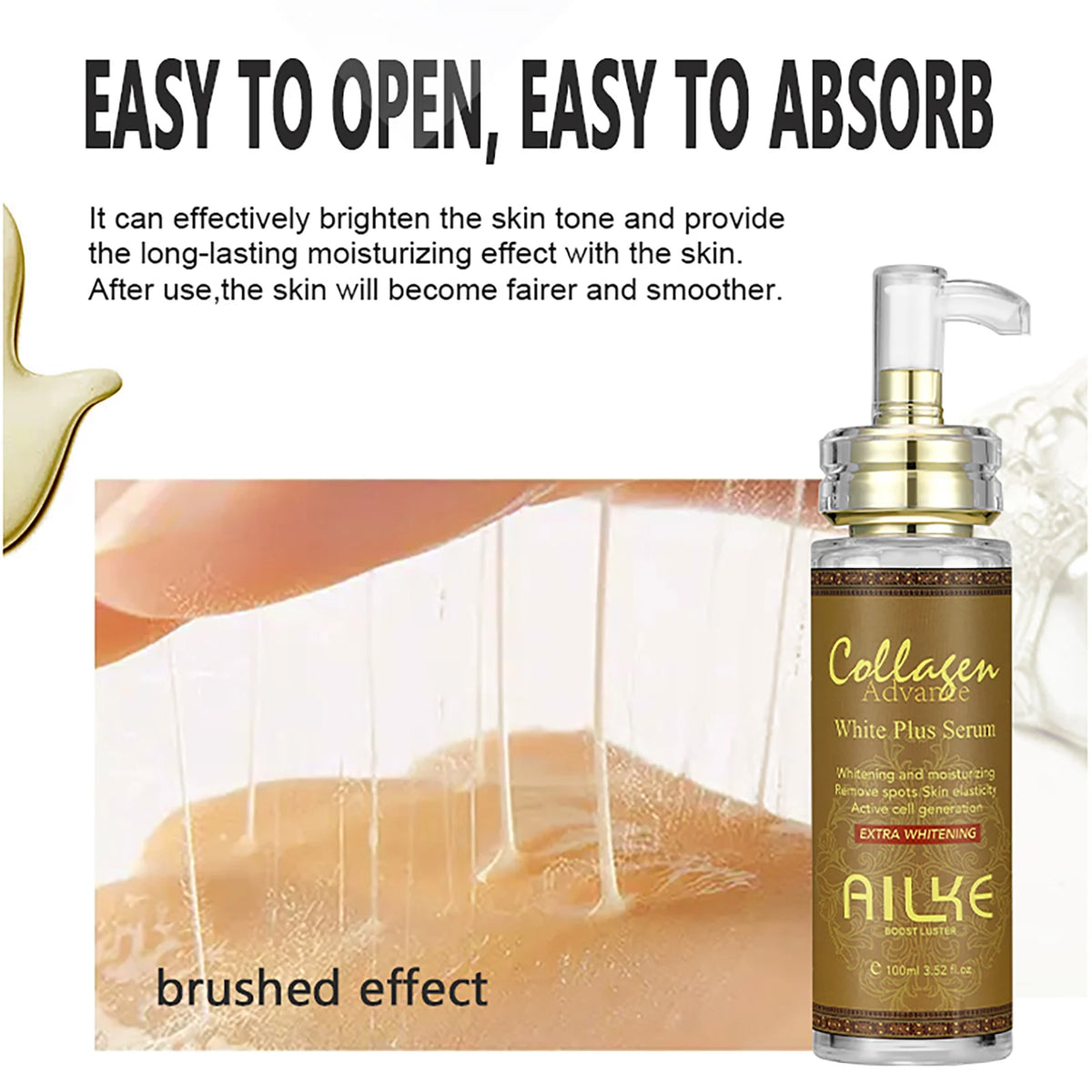 Collagen whitening essence, used for facial and body moisturizing, brightening skin, radiant skin, even black spots, age spots,