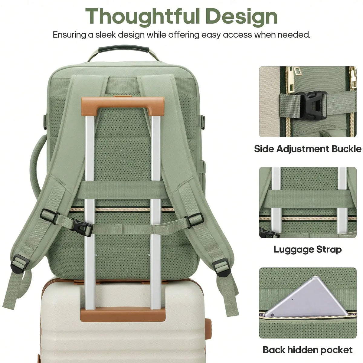 40L Travel Backpack For Women, Carry On Bag Flight Approved, Waterproof Backpack With 3 Packing Cubes, Weekender Personal Item Bags For Airplane Travel Essentials, TSA Approved