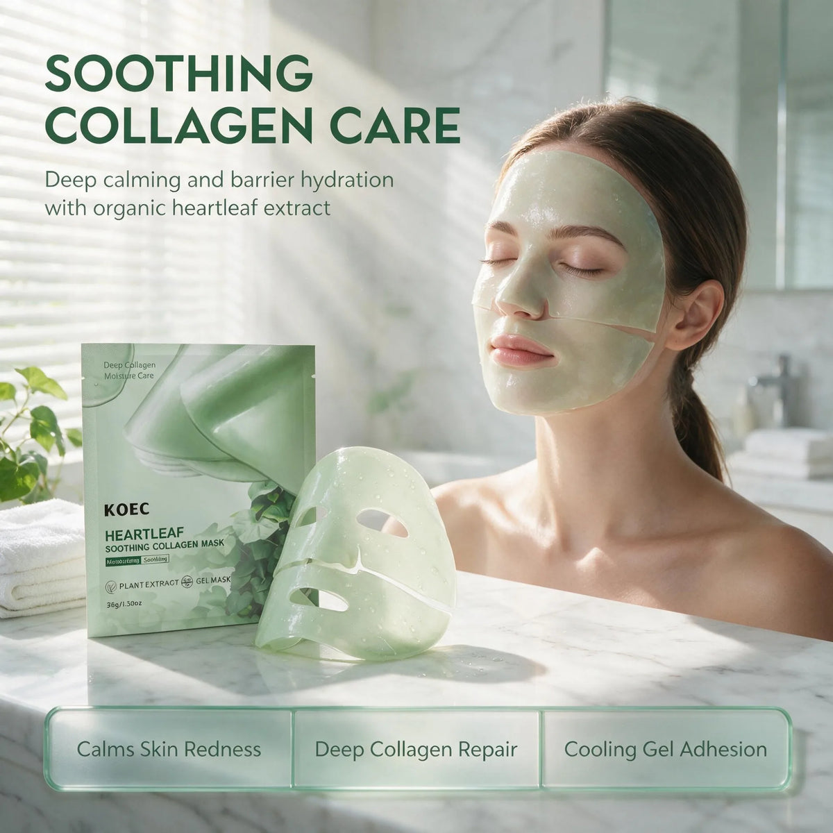 2026 New Heartleaf Collagen Jelly Gel Mask, Cooling Refreshing Facial Mask with Hyaluronic Acid, Hydrating Vegan‑Friendly Skin Care Mask, Thoughtful Holiday Skincare Gift for Halloween Thanksgiving Christmas
