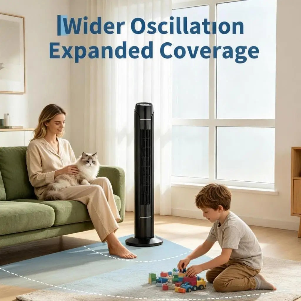 Quiet DC Motor Oscillating Tower Fan With Remote Control